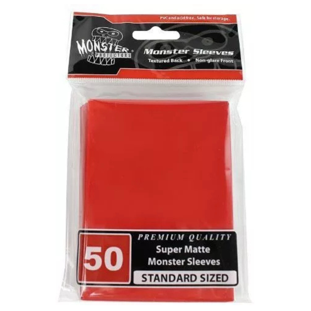 Monster Sleeves Standard Super Matte Sleeves Red 50CT