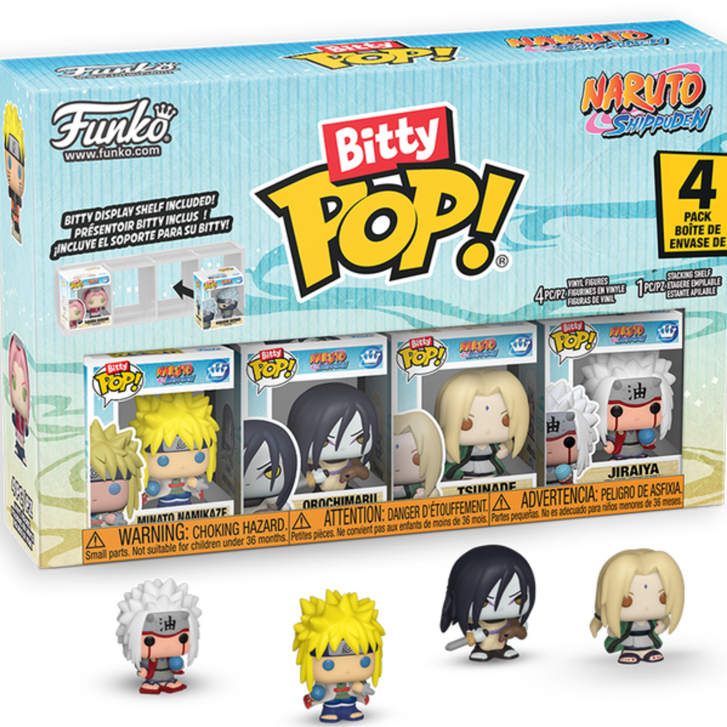 Naruto Bitty Pop 4 Pack Tsunade, Minato Namikaze, Orochimaru & Jiraiya