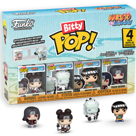 Naruto Bitty Pop 4 Pack Tenten, Madara (6th Paths), Might Guy &  Itachi Uchiha