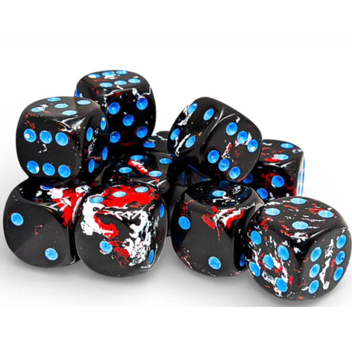 Dice Chessex Brush 12 D6 Dark Side / Blue 16MM 24608