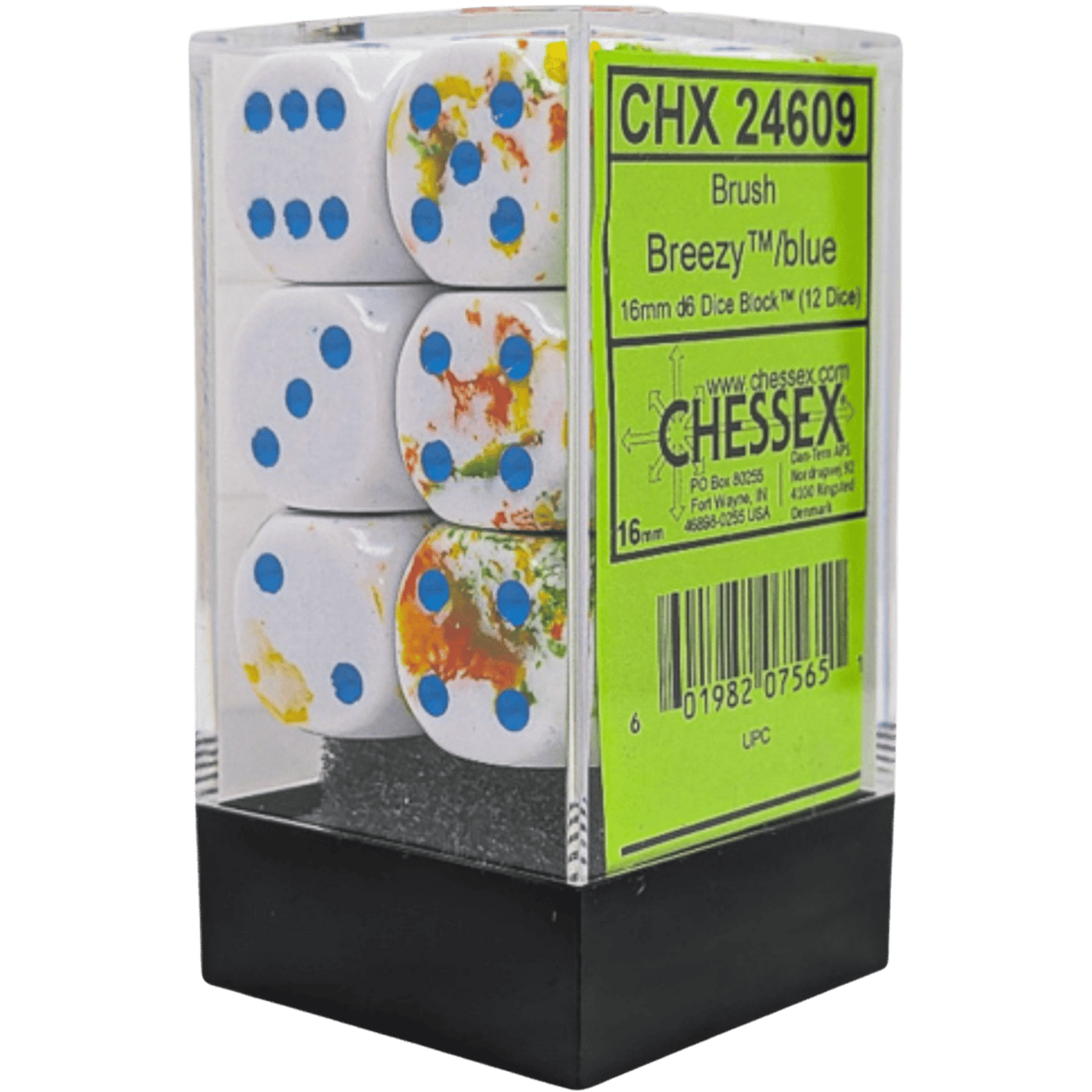 Dice Chessex Brush 12 D6 Breezy  / Blue 16MM 24609