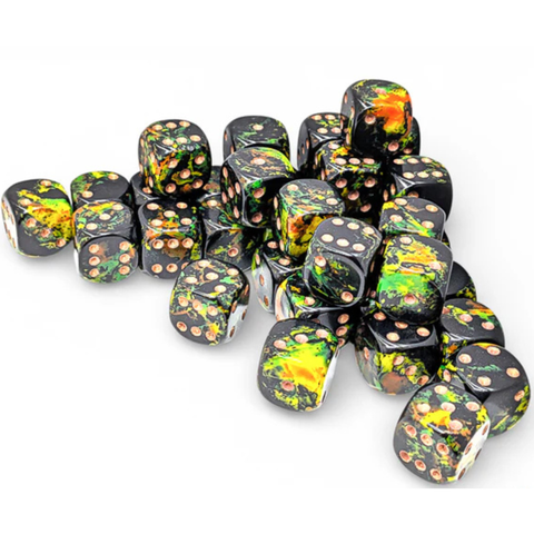 Dice Chessex Brush 36 D6 Dark Forest / Gold 12MM 24805