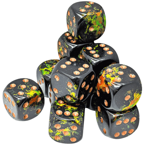Dice Chessex Brush 12 D6 Deep Forest / Green 16MM 24605