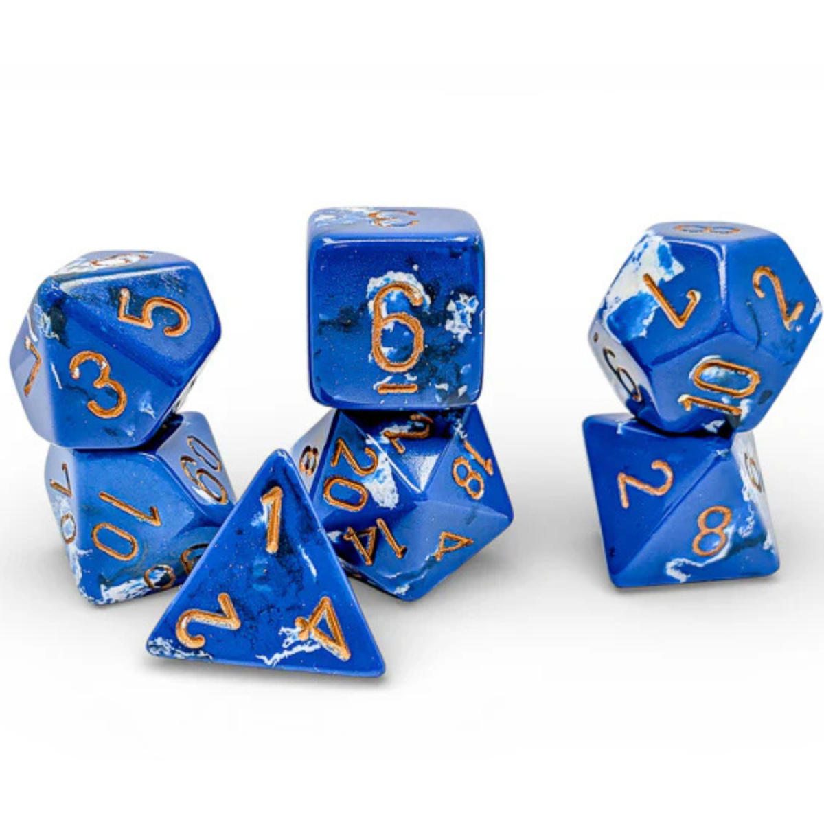 Dice Chessex Brush Polyhedral 7 Dice Set Wavebreak / Gold 24406