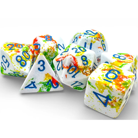Dice Chessex Brush Polyhedral 7 Dice Set Breezy / Blue 24409