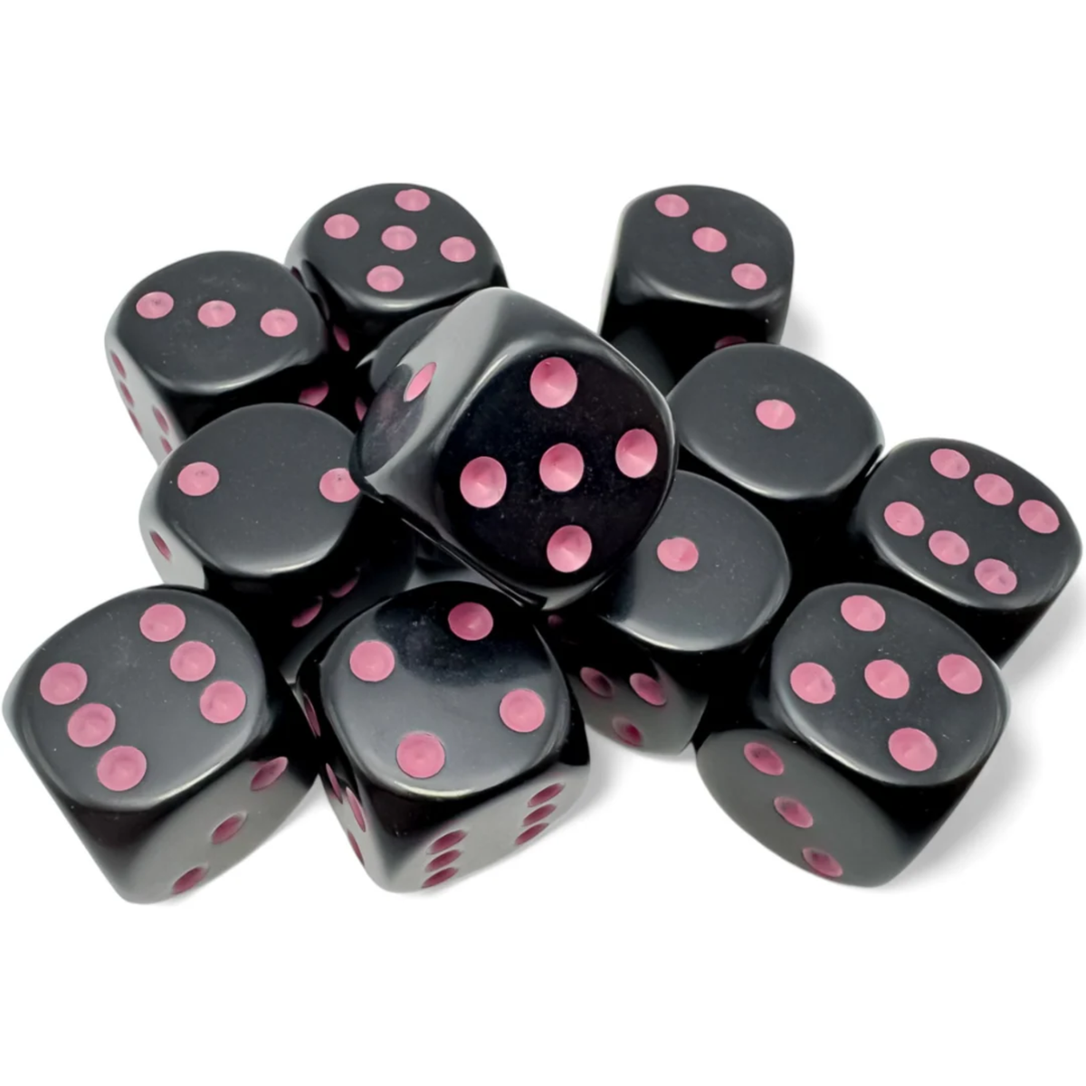 Dice Chessex Opaque Black/pink 16mm d6 Dice Block 25648 (12 dice)