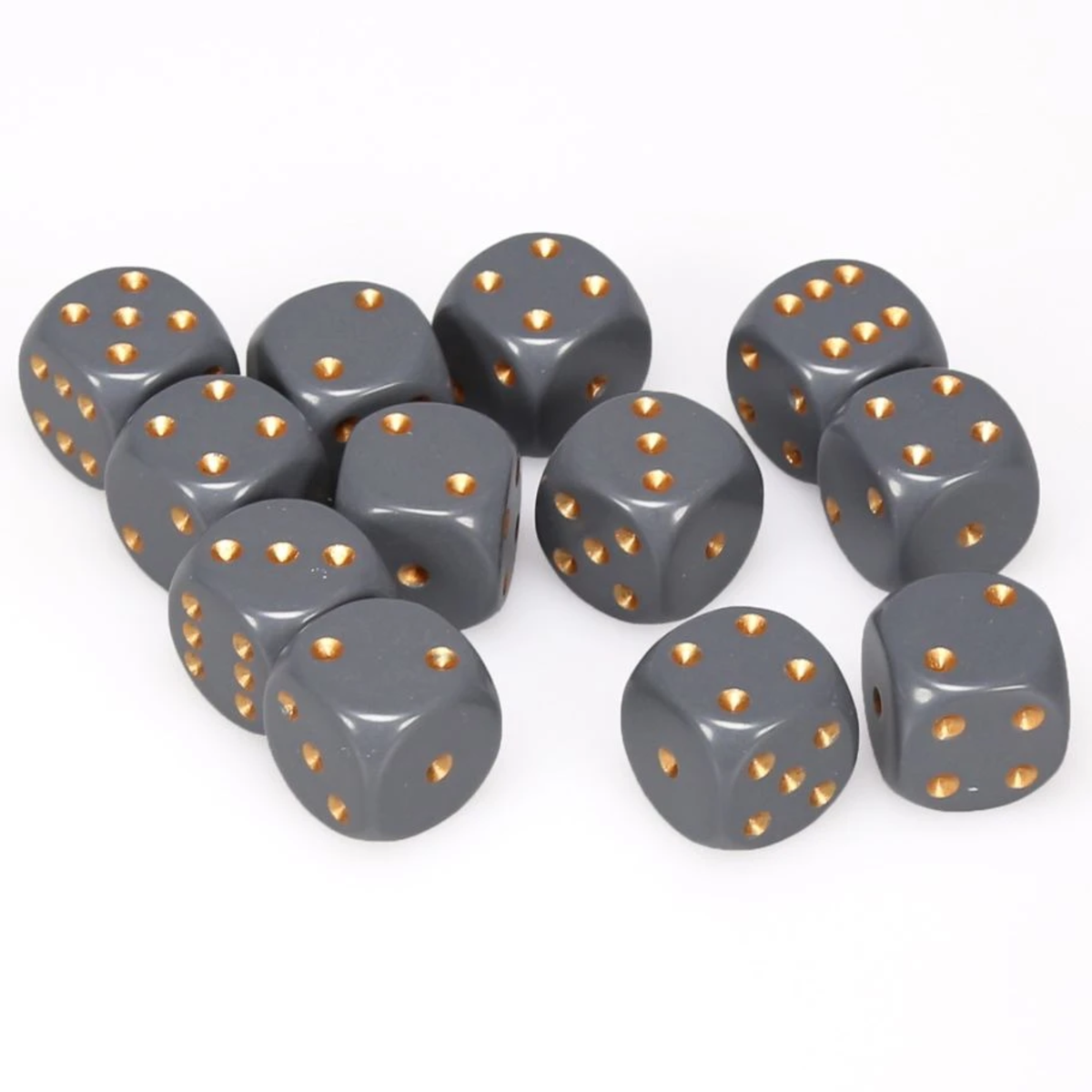 Dice Chessex Opaque Dark Grey/copper 16mm d6 Dice Block 25620 (12 dice)