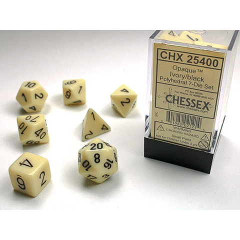 Opaque Ivory/black Polyhedral 7-Dice Set 25400