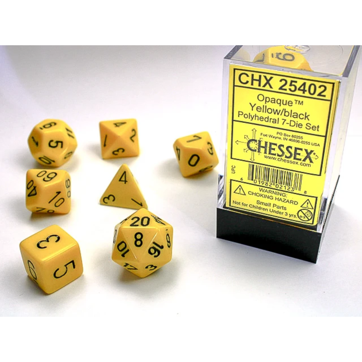 Opaque Yellow/black Polyhedral 7-Dice Set 25402