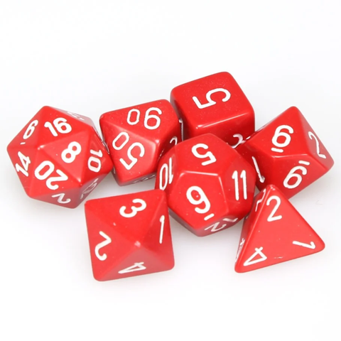Dice Chessex Opaque Red/white Polyhedral 7-Dice Set 25404
