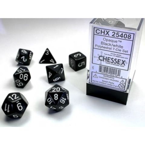 Dice Chessex Opaque Black/white Polyhedral 7-Dice Set 25408