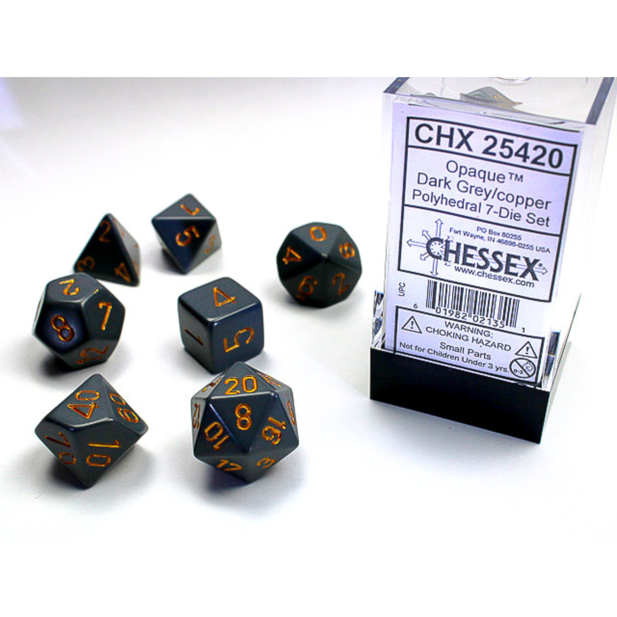 Opaque Dark Grey/copper Polyhedral 7-Dice Set 25420