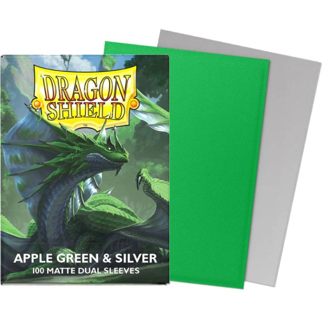 DRAGON SHIELD MATTE DUAL APPLE GREEN & SILVER 100ct