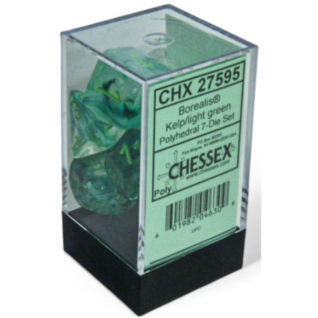 Dice Chessex BOREALIS 7-DIE SET KELP/LIGHT GREEN LUMINARY 27595
