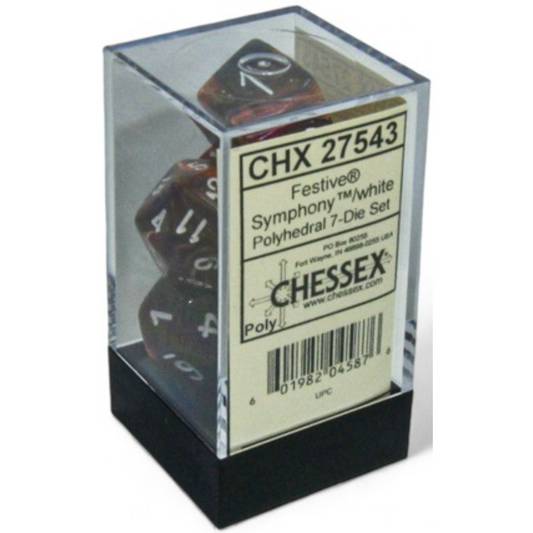 Dice Chessex FESTIVE 7-DIE SET SYMPHONY/WHITE 27543