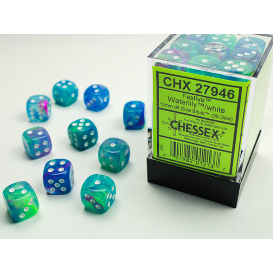 Dice Chessex Translucent: 36D6 Festive Waterlily/White 27946