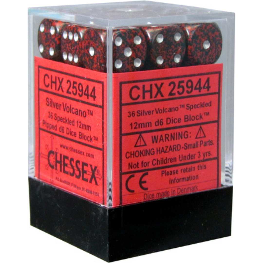 Dice Chessex Translucent: 36D6 Speckled Silver Volcano 25944