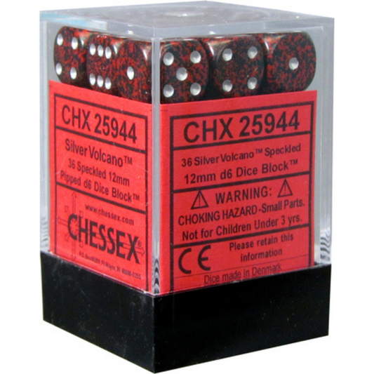 Dice Chessex Translucent: 36D6 Speckled Silver Volcano 25944