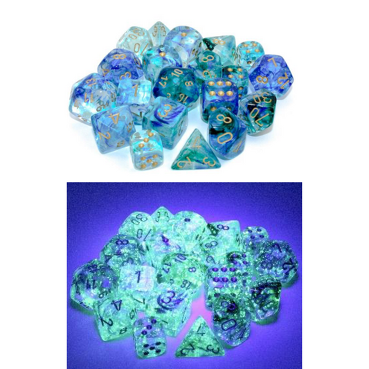 Dice Chessex Translucent: 36D6 Nebula Oceanic/Gold 27956