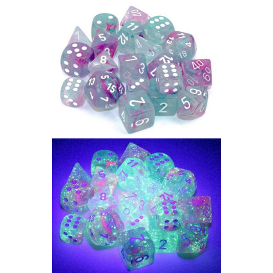 Dice Chessex Translucent: 36D6 Nebula Wisteria/White 27945