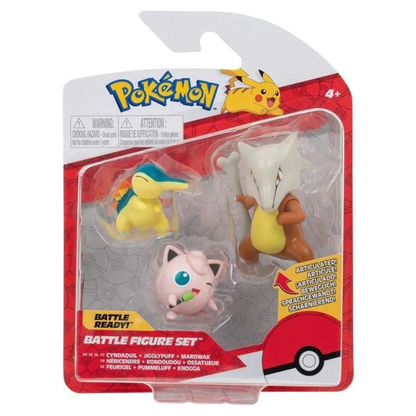 POKEMON BATTLE FIGURES SET 3PK CYNDAQUIL + JIGGLYPUFF + MAROWAK