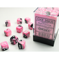 Dice Chessex Translucent: 36D6 Gemini Black-Pink/White 26830