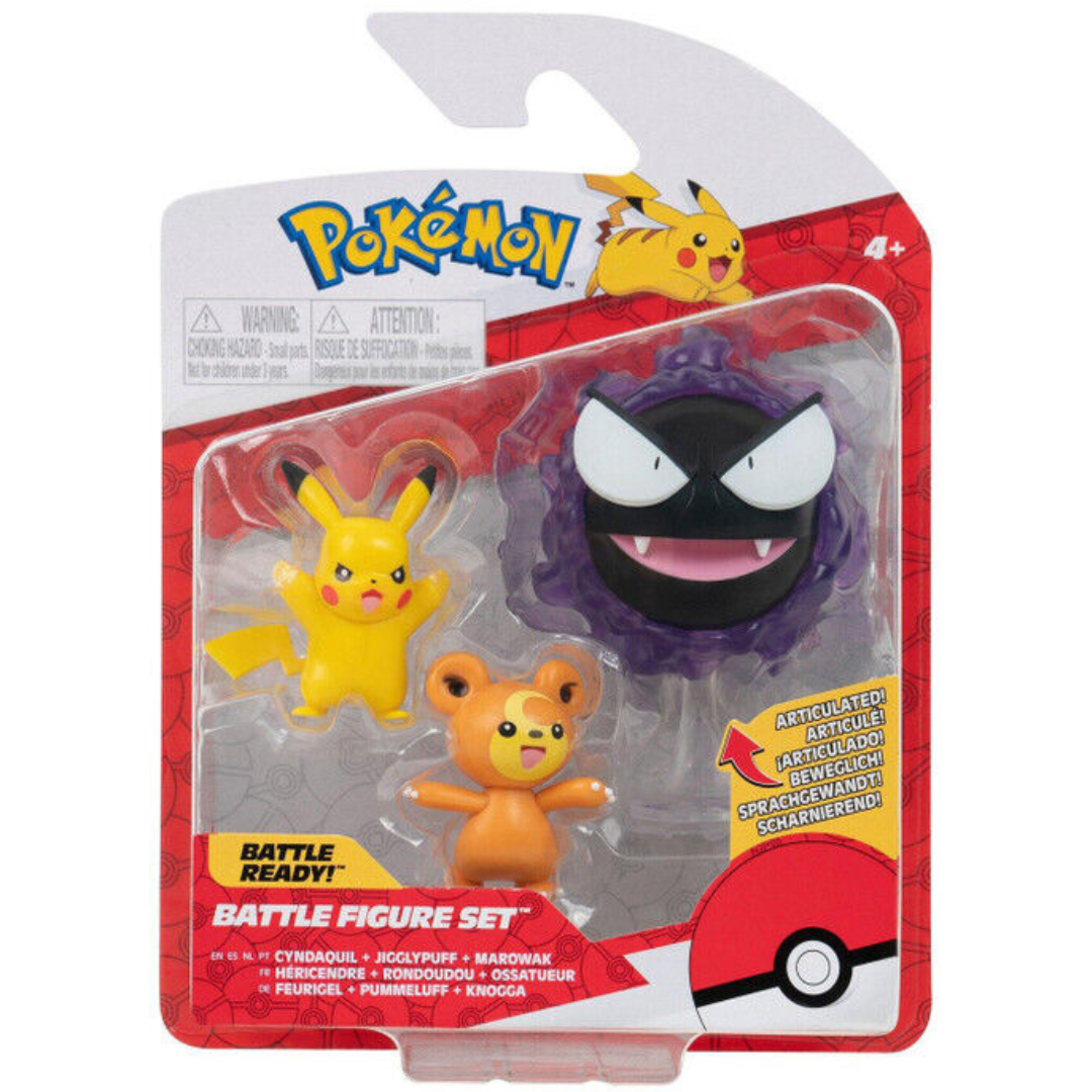 POKEMON BATTLE FIGURES SET 3PK PIKACHU + TEDIURSA + GASTLY