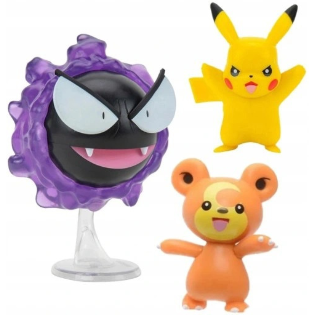 POKEMON BATTLE FIGURES SET 3PK PIKACHU + TEDIURSA + GASTLY