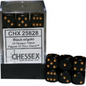 Dice Chessex Translucent: 36D6 Opaque Black/Gold 25828