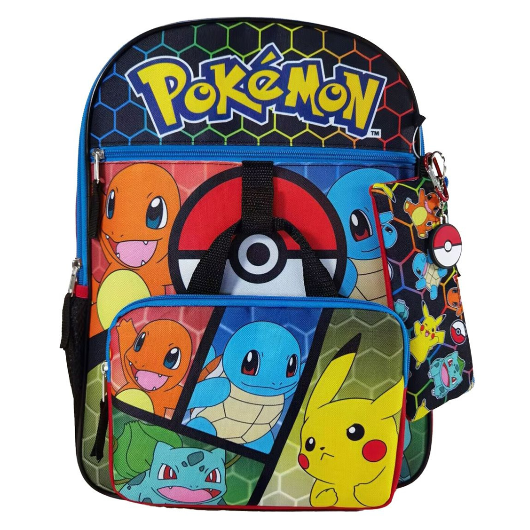 Pokémon Generation 1 Panels Kids 16" Backpack and Lunch Bag 5 Piece Set