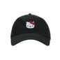 HELLO KITTY - Embroidered Head Icon on Black Cotton