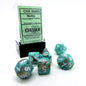 Dice Chessex Mini-Hedral 7-Die Set Marble Oxi-Copper/White 20403