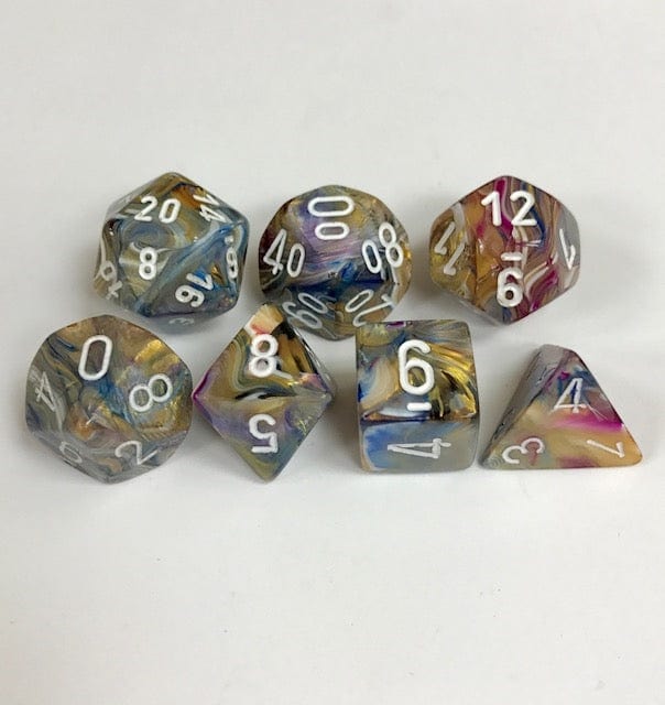 Dice Chessex Mini-Polyhedral 7-Die Set Festive Carousel/White 20440