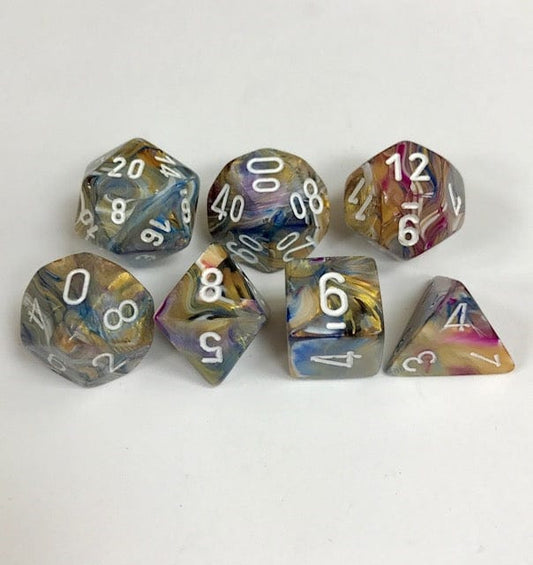 Dice Chessex Mini-Polyhedral 7-Die Set Festive Carousel/White 20440