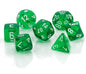 Dice Chessex Mini-Polyhedral 7-Die Set Translucent Green/White 20375