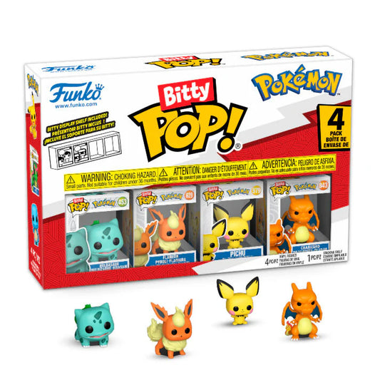 Pokemon Bitty Pop 4 Pack Featuring Bulbasaur, Flareon, Pichu &amp; Charizard
